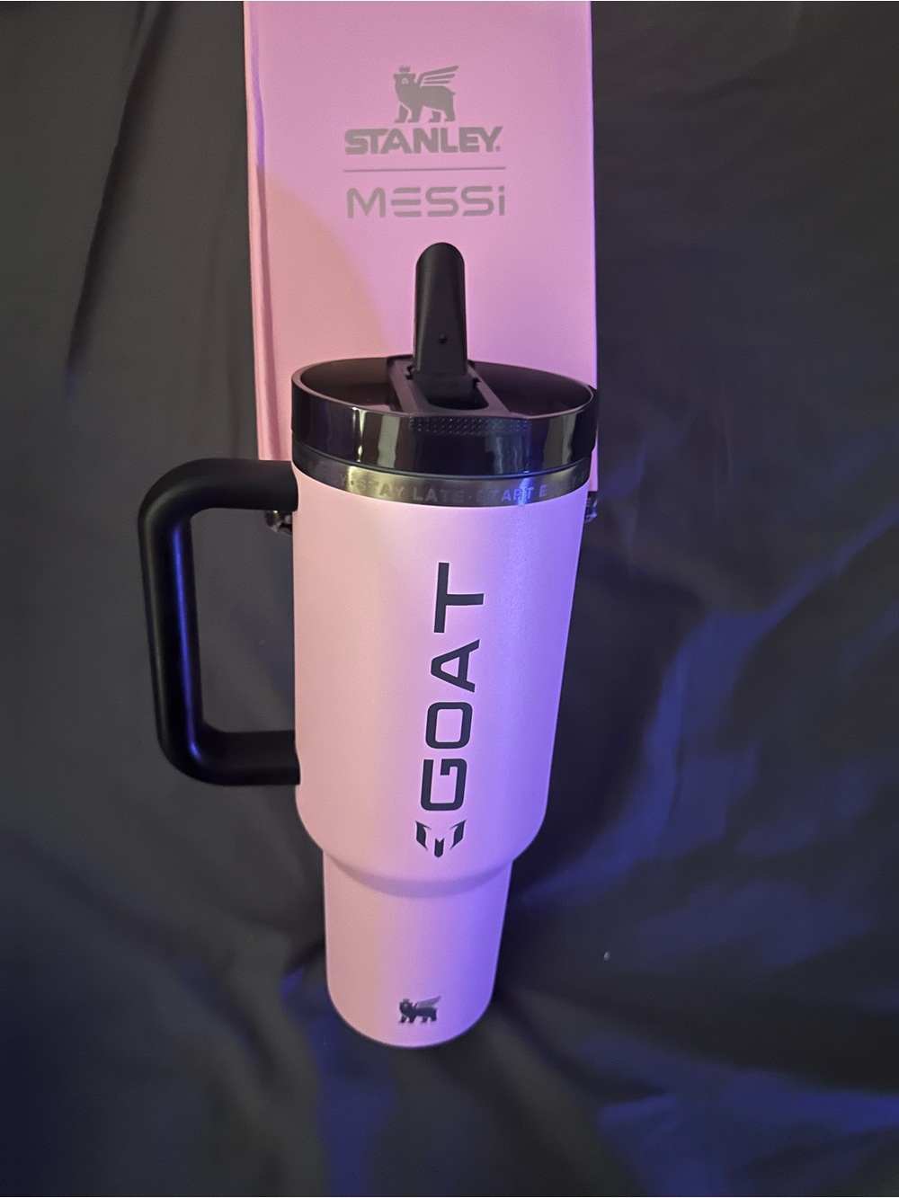 Stanley GOAT Pink Travel Tumbler with Black Handle